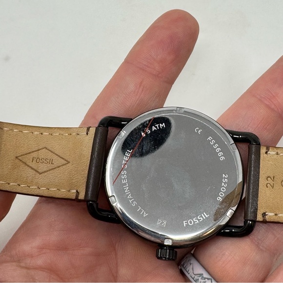 NWOT Fossil Mens Copeland 42mm Three-Hand Brown Leather Watch FS5666 w/ Box - Picture 5 of 8